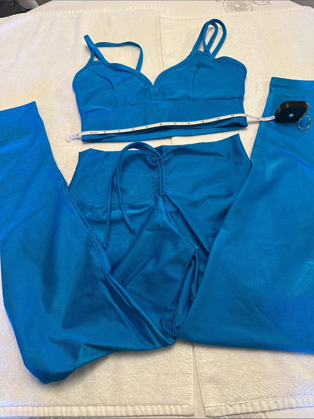Source Unknown Teal Blue Bralette and High-Waist Leggings Set